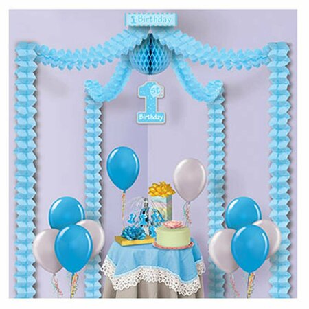 THE BEISTLE 1st Birthday Party Canopy - Blue, Gray & White, Multicolor, 6PK 59244-B